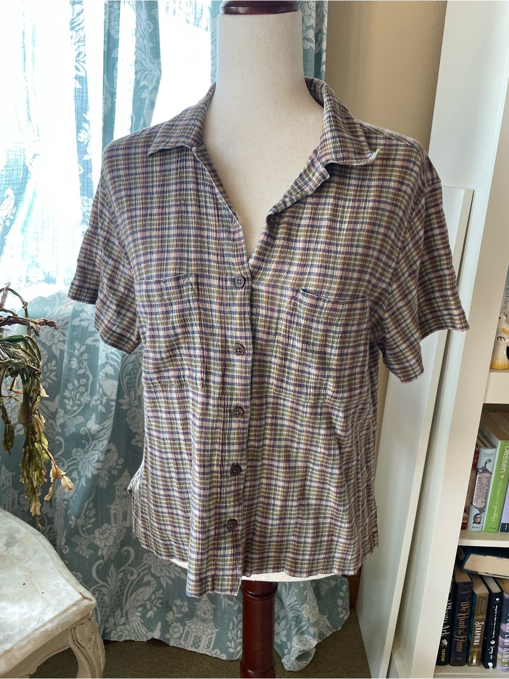 Patagonia cotton plaid button down short sleeve outdoors top